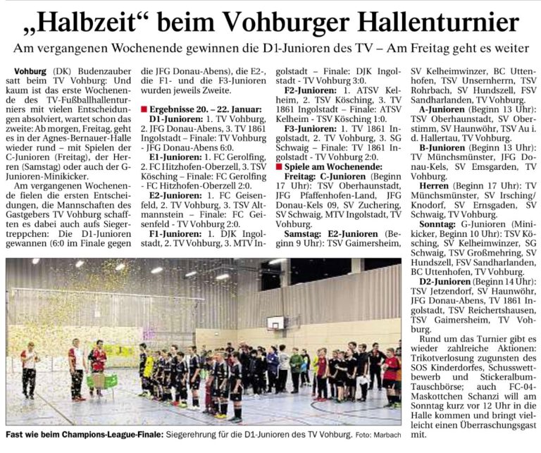 „HALBZEIT“ beim Vohburger Hallenturnier