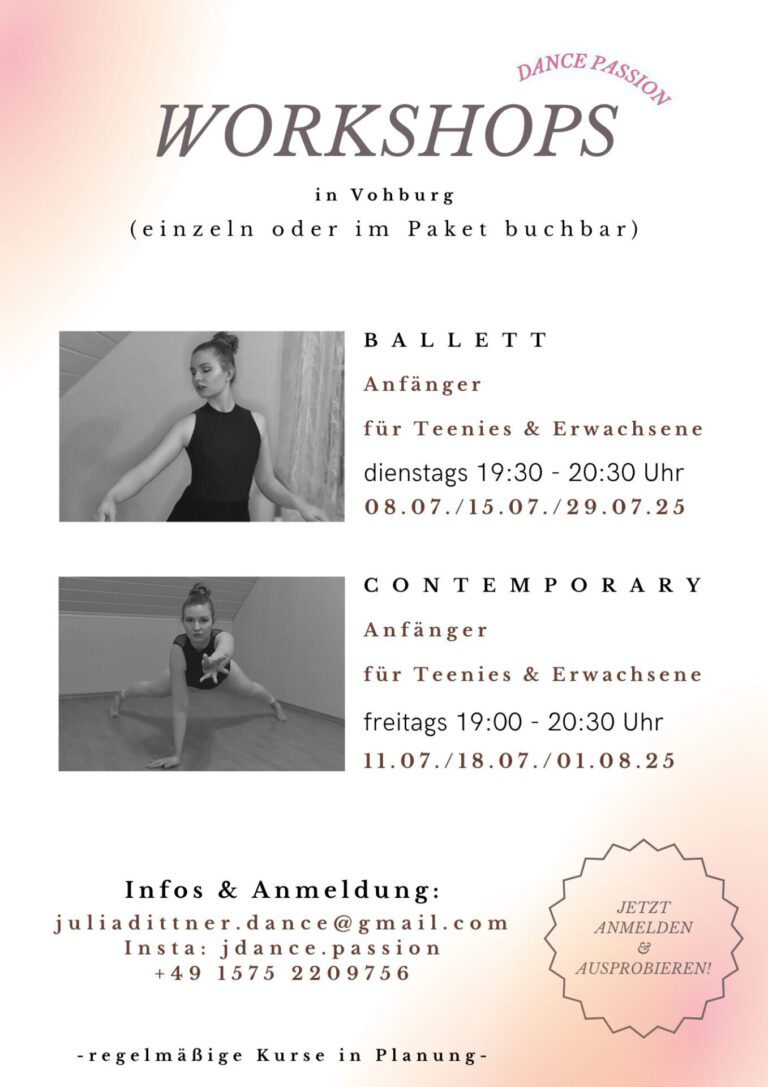 Neue Kurse für Ballett & Contemporary